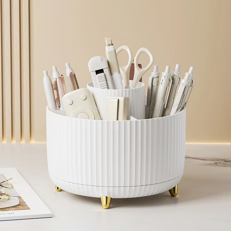 Rotating Cosmetic Brush Organizer – 360° Makeup Storage Box