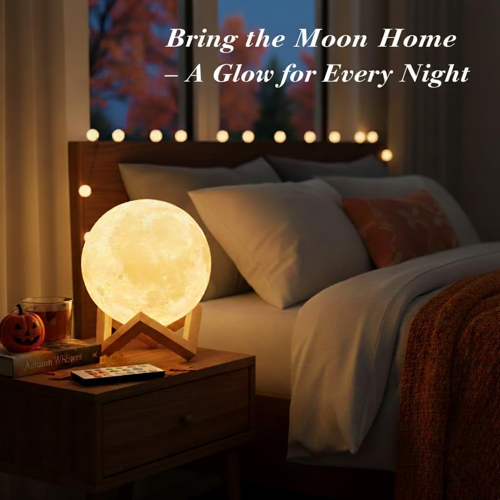 16-Color Moon Lamp with Wooden Stand