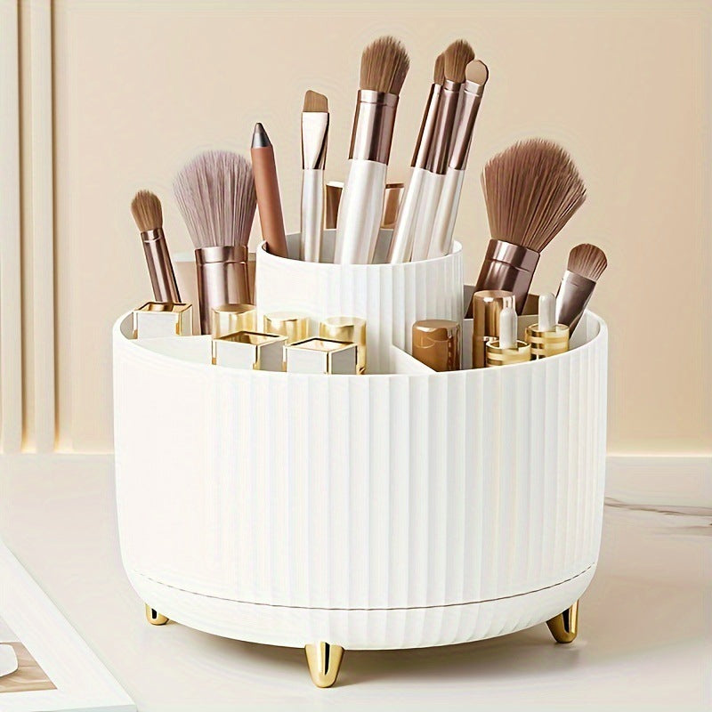 Rotating Cosmetic Brush Organizer – 360° Makeup Storage Box