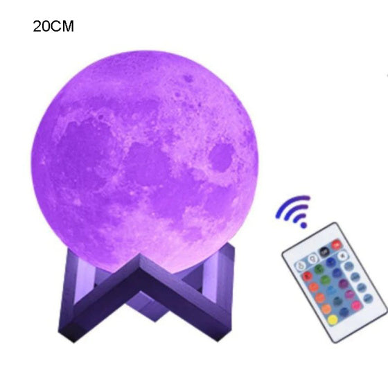 16-Color Moon Lamp with Wooden Stand