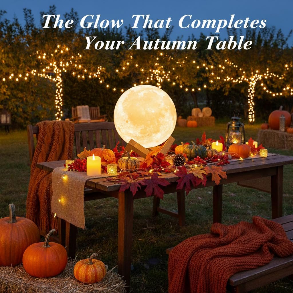 16-Color Moon Lamp with Wooden Stand